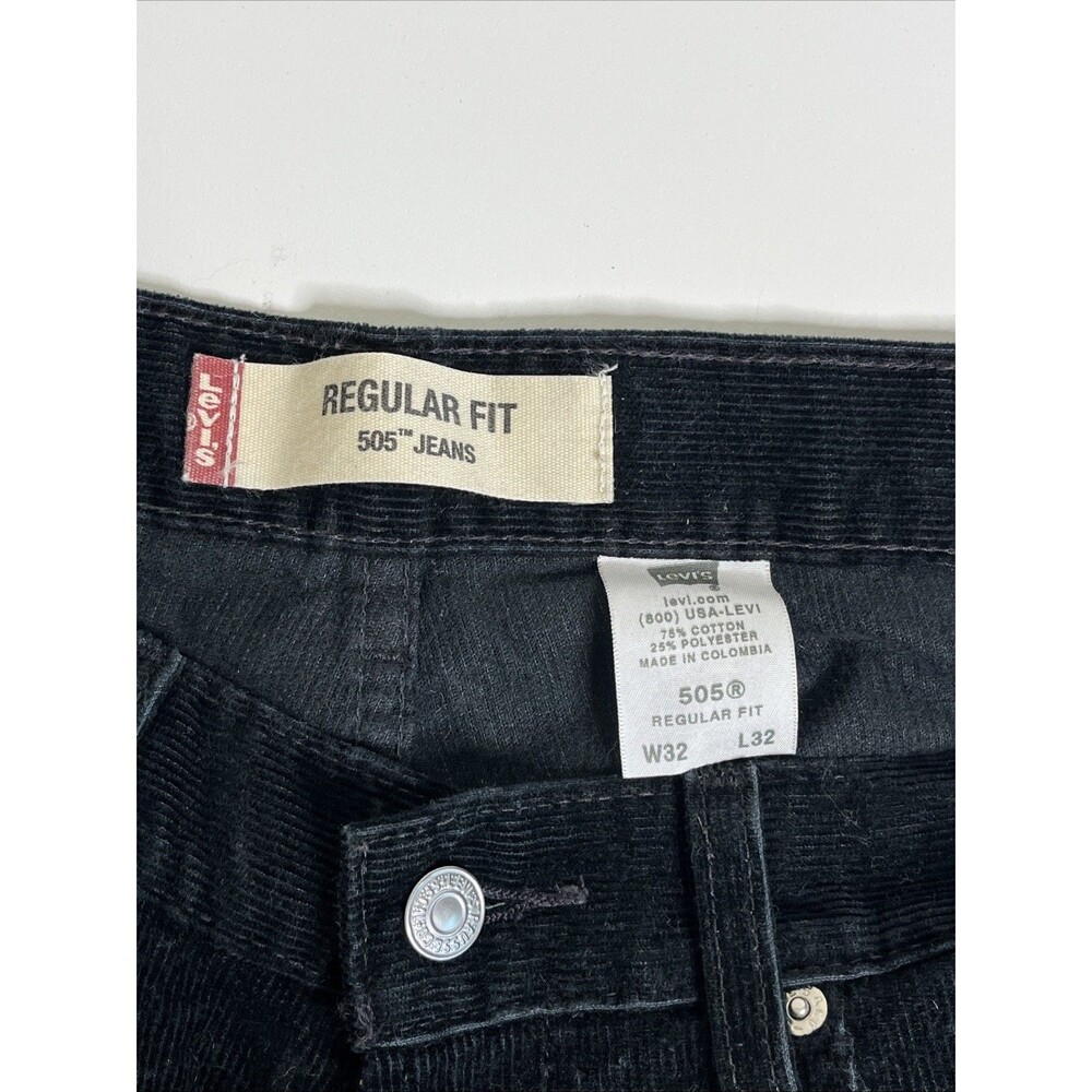 Levi’s 505 Regular Fit Black Corduroy Jeans Men’s 32x32 Cotton Blend - Picture 3 of 9